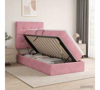 vidaXL Letto con contenitore e materasso Rosa 90 x 200 cm Velluto
