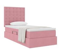 vidaXL Letto con contenitore e materasso Rosa 90 x 200 cm Velluto, Letto Storage Regolabile, Struttura in Velluto, Illuminazione LED, Salvaspazio per un'Efficienza Fantastica in Camera