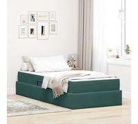 vidaXL Letto con contenitore e materasso Verde Scuro 100 x 200 cm, Letto Moderno in Velluto, Design Rettangolare, Soluzione Salvaspazio per Stanza Famigliare, Comfort per Tutti