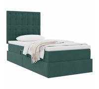 vidaXL Letto con contenitore e materasso Verde Scuro 100 x 200 cm, Letto Storage Regolabile, Struttura in Velluto, Illuminazione LED, Salvaspazio per un'Efficienza Fantastica in Camera