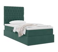 vidaXL Letto con contenitore e materasso Verde Scuro 90 x 190 cm, Letto Storage Regolabile, Struttura in Velluto, Illuminazione LED, Salvaspazio per un'Efficienza Fantastica in Camera