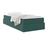 vidaXL Letto con contenitore e materasso Verde Scuro 90 x 200 cm, Letto Moderno in Velluto, Design Rettangolare, Soluzione Salvaspazio per Stanza Famigliare, Comfort per Tutti