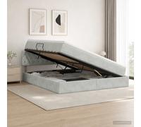 vidaXL Opslag bed met hoofdeinde Lichtgrijs 140 x 190 cm Fluweel