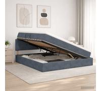 vidaXL Opslag bed met hoofdeinde Donkergrijs 180 x 200 cm Fluweel