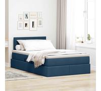 vidaXL Letto con contenitore LED e materasso Blu 120 x 190 cm Tessuto