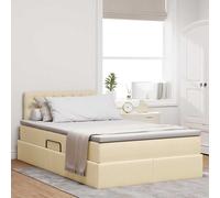 vidaXL Letto con contenitore LED e materasso Crema 120 x 190 cm