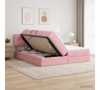 vidaXL Letto con contenitore LED e materasso Rosa 200 x 200 cm Velluto