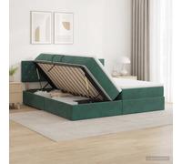 vidaXL Letto con contenitore LED e materasso Verde Scuro 200 x 200 cm