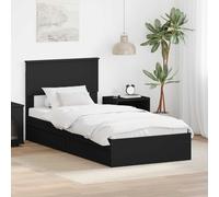 vidaXL Letto con Contenitore Nero 90 x 190 cm Legno Multistrato, Camera da Letto, Design Moderno con Tanto Spazio di stoccaggio, Materiali Resistenti, Finitura Resistente all'Acqua per Maggiore durat