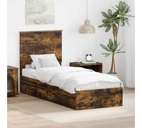 vidaXL Letto con Contenitore Rovere fumé 75 x 190 cm Legno multistrato