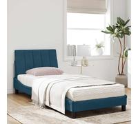 vidaXL Letto con Materasso Hanko Blu 90x200 cm in Velluto