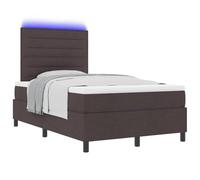 vidaXL Letto con Molle e Materasso con Luce LED - Marrone Scuro, 120 x 200 cm, Struttura in Tessuto. È elegante e comodo, perfetto per adulti che amano uno stile contemporaneo e un arredamento curato.