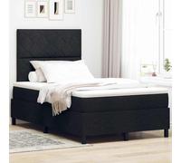 vidaXL Letto con Molle e Materasso con Luce LED - Nero - 120 x 190 cm - Struttura in Tessuto per Stoccaggio in Camera da Letto - Comfort Moderno Imbottito - Arredamento Contemporaneo - Design Elegant