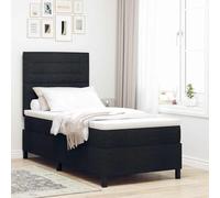 vidaXL Letto con molle e materasso con luci LED - Nero - 100 x 200 cm in tessuto - Perfetto per una camera moderna - Comfort imbottito - Design elegante e liscio