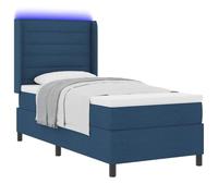 vidaXL Letto a Sorgente LED con materasso Blu 100 x 200 cm Tessuto