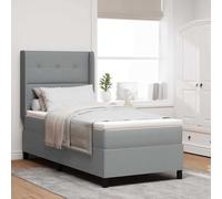 vidaXL Letto con molle e materasso grigio chiaro 100 x 200 cm, rivestito in tessuto, con schiuma e copertura con cerniera. Perfetto per dormire, mobile per adulti, per camere moderne e contemporanee.