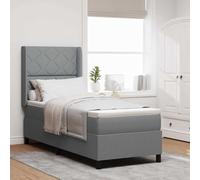 vidaXL Letto con Molle e Materasso Grigio Chiaro 80 x 200 cm in Tessuto con Schiuma, Copertura con Zip. Perfetto per il Riposo, Arredo per Adulti, Camera da Letto Moderna. Testiera Regolabile con LED