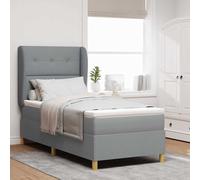 vidaXL Letto con molle e materasso Grigio Scuro 90x190 cm Tessuto