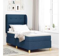 vidaXL Letto con molle e materasso Grigio Scuro 90x190 cm Tessuto Blu