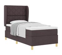 vidaXL Letto con Molle e Materasso Grigio Scuro 90x190 cm Tessuto, Testata Regolabile, Letto Moderno con Materasso a Molle insacchettate, Struttura in Legno, arredo Funzionale per la Camera