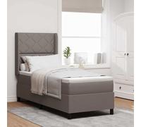 vidaXL Letto con molle e materasso, LED e tessuto in tortora, 90 x 190 cm. Ha una copertura con cerniera, perfetto per letti singoli moderni e contemporanei. La testata è regolabile e c'è anche una