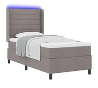 vidaXL Letto con Molle e Materasso LED Tortora 80 x 200 cm, Rivestito in Tessuto, con Schiuma e Copertura sfoderabile. Un arredo Elegante per la Tua Camera da Letto Moderna. Testata Regolabile con U