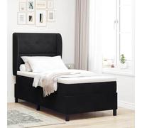 vidaXL Letto con molle e materasso nero 100 x 200 cm in velluto. Sistema a molle singolo, con copertura rimovibile e zip. Mobili moderni per la camera da letto, adatti a interni contemporanei per il