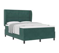 vidaXL Letto con Molle e Materasso Verde Scuro, 140 x 190 cm, in Velluto. Sistema di Supporto in Schiuma, copriletto Lavabile in Lavatrice. Arredamento Moderno per la Camera da Letto, Regolabile per