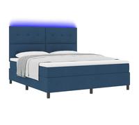 vidaXL Letto con molle, materasso e luce LED - Blu navy, 180 x 200 cm, telaio in tessuto, storage, imbottito, comfort moderno e design elegante
