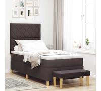 vidaXL Letto con Rete a Molla con Materasso e Panchina Marrone Scuro 100x200 cm Tessuto