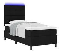 vidaXL Letto Con Rete A Molle Con Materasso & LED Nero 80x200 cm TessutoLetto contenitore con scaffale