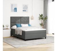 vidaXL Letto con Rete a Molle e Materasso & LED Grigio Scuro 140x190 cm TessutoLetti moderni
