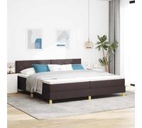 vidaXL Letto con rete e materasso & LED Marrone Scuro 200x200 cm Tessuto
