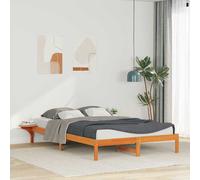 vidaXL Letto con Tavolini Laterali Marrone cerato 140 x 210 cm