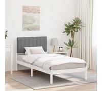 vidaXL Letto con Testiera Rivestita Bianco e grigio chiaro 90 x 200 cm, Letto Rettangolare Moderno, Testiera Rivestita, Legno Massello, Mobili Chic per una Camera Funzionale