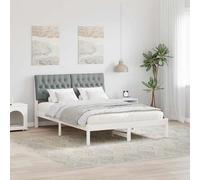 vidaXL Letto con Testiera Rivestita con testiera Bianco 135 x 190 cm
