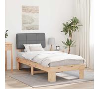 vidaXL Letto con Testiera Rivestita Grigio Chiaro 90 x 200 cm, Letto Moderno, Struttura in Legno Rettangolare, Pino Resistente, testiera Imbottita, Design Minimalista per Camera da Letto, Arredamento