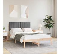 vidaXL Letto con Testiera Rivestita Grigio Naturale e Scuro, Letto Rettangolare Moderno, Testiera Rivestita, Legno Massello, Mobili Chic per una Camera Funzionale