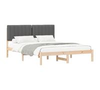 vidaXL Letto con Testiera Rivestita Grigio Scuro 150 x 200 cm, Camera da Letto, Rettangolare, Moderno, Durevole, Design Elegante per spazi contemporanei, Comfort incontra funzionalità in Stile