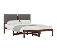 vidaXL Letto con Testiera Rivestita Marrone scuro e grigio chiaro