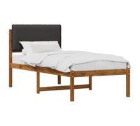 vidaXL Letto con Testiera Rivestita Naturale e Grigio Scuro