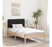 vidaXL Letto con Testiera Rivestita Nero 100 x 200 cm Pino massello