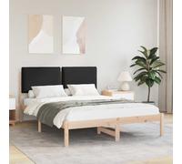 vidaXL Letto con Testiera Rivestita Nero 140 x 200 cm Pino massello