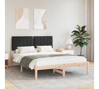 vidaXL Letto con Testiera Rivestita Nero 140 x 200 cm Pino massello