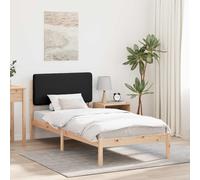 vidaXL Letto con Testiera Rivestita Nero 75 x 190 cm Pino massello, Camera da Letto, Rettangolare, Mobili Moderni per spazi Chic, Decorazione stilosa, Design Versatili per Ogni esigenza della Stanza