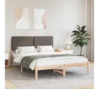 vidaXL Letto con Testiera Rivestita Talpa 140 x 200 cm Pino massello, Camera da letto, Rettangolare, Mobili moderni per spazi chic, Decorazione stilosa, Design versatili per ogni esigenza della stanza