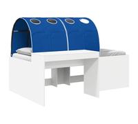 vidaXL Letto con Tunnel 3 pcs Bianco e Blu Legno multistrato, Struttura letto moderna, arredamento salvaspazio, design elegante in legno ingegnerizzato, supporto a doghe