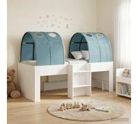 vidaXL Letto con Tunnel 3 pz Bianco e azzurro Legno ingegnerizzato