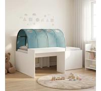 vidaXL Letto con Tunnel 3 pz Bianco e azzurro Legno ingegnerizzato