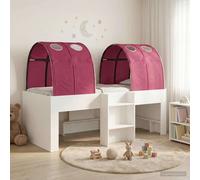 Letto con Tunnel 3 pz Bianco e Rosso Legno ingegnerizzato